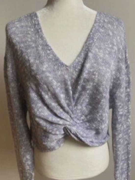 Sweaters - Twist Front V-Neck Sweater in Heather Lavender
